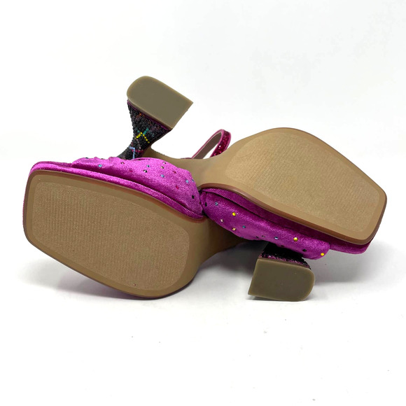 Betsey Johnson Alianna Mules Magenta Open Toe Heels Size 6 NIB - Picture 4 of 11